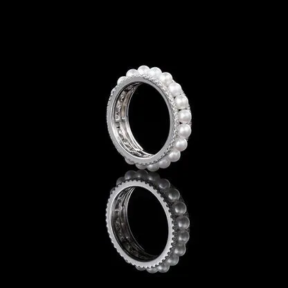 Elegant Eternity Pearl Wedding Band