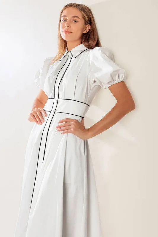 Elegant Solid Woven Midi Dress
