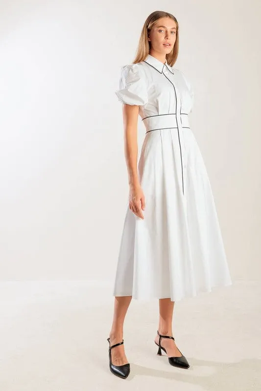 Elegant Solid Woven Midi Dress