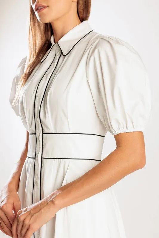 Elegant Solid Woven Midi Dress