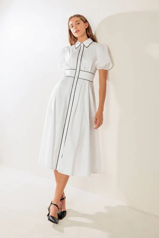 Elegant Solid Woven Midi Dress