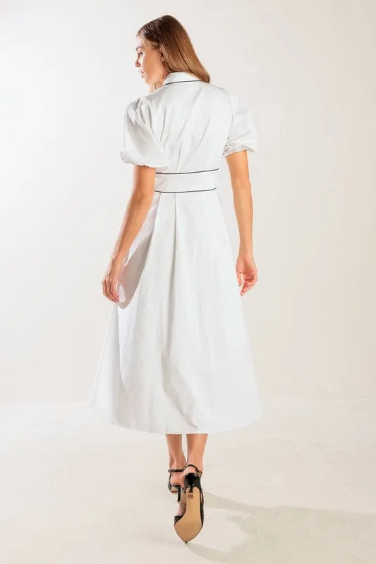 Elegant Solid Woven Midi Dress