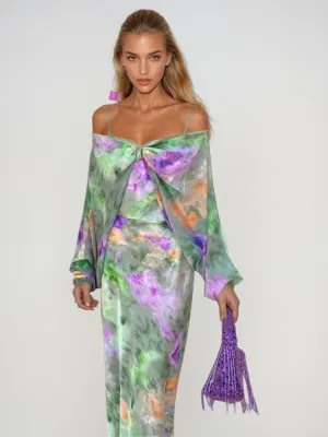 Elise | Women’s Watercolor Off-Shoulder Dress