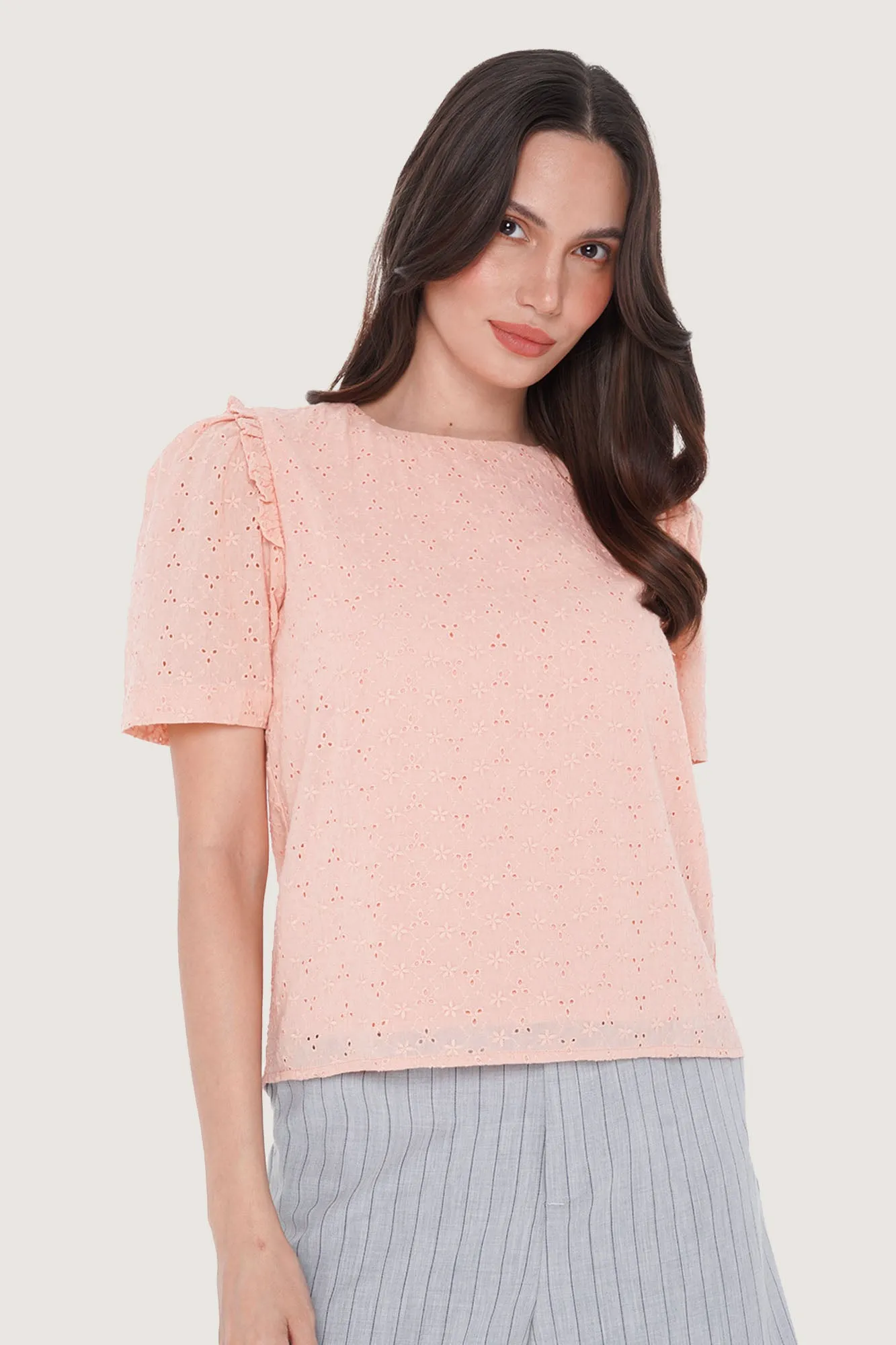 Eyelet Frill Top