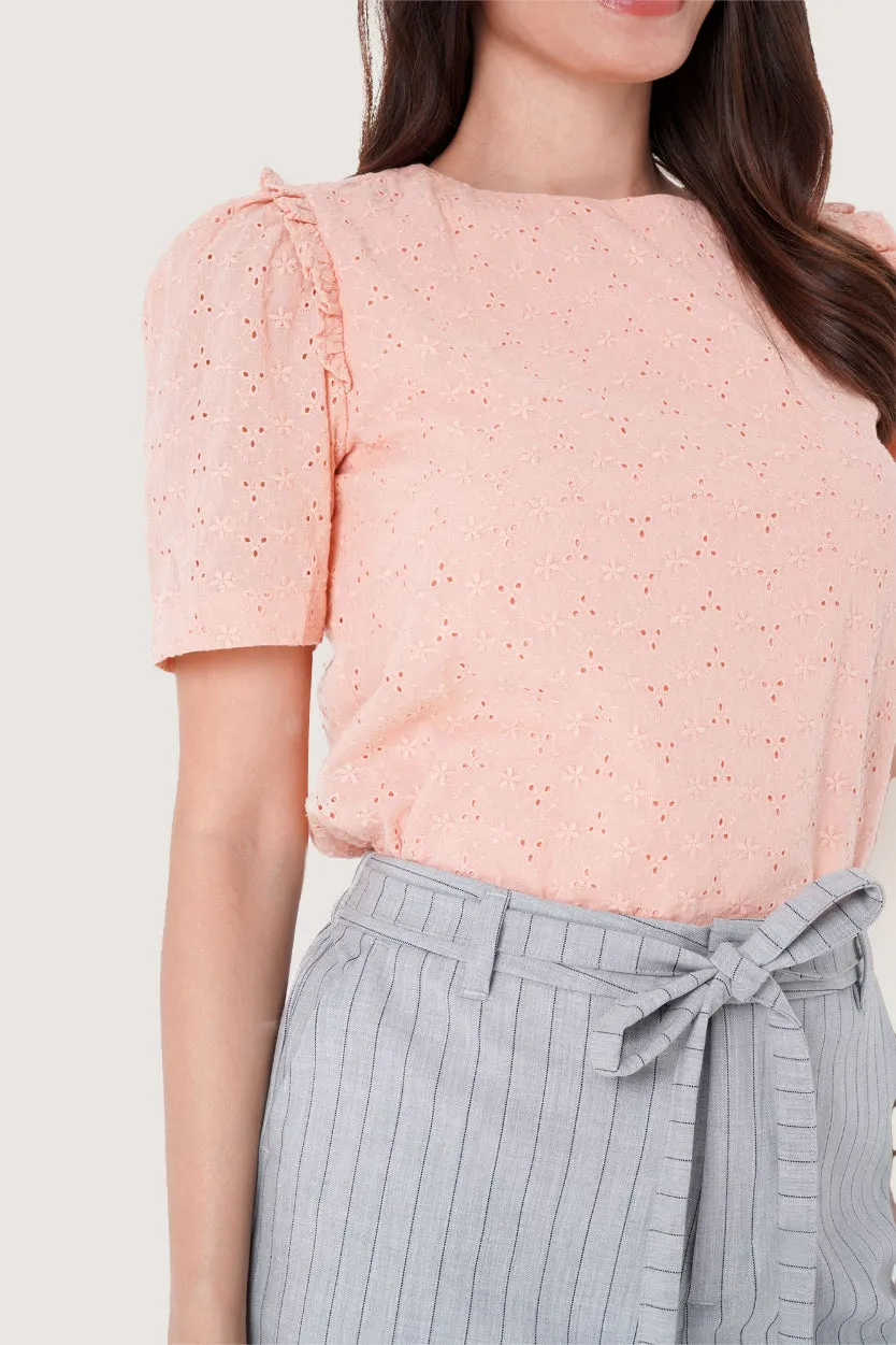 Eyelet Frill Top