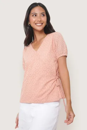 Eyelet V-Neck Wrap Top
