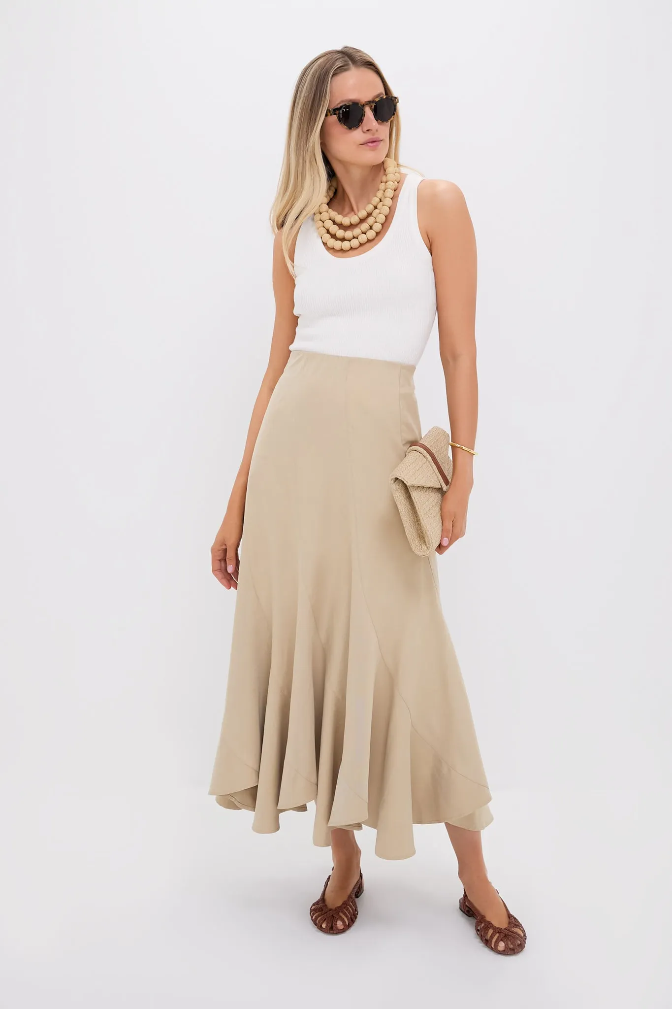 Fawn Drapey Twill Mallory Skirt