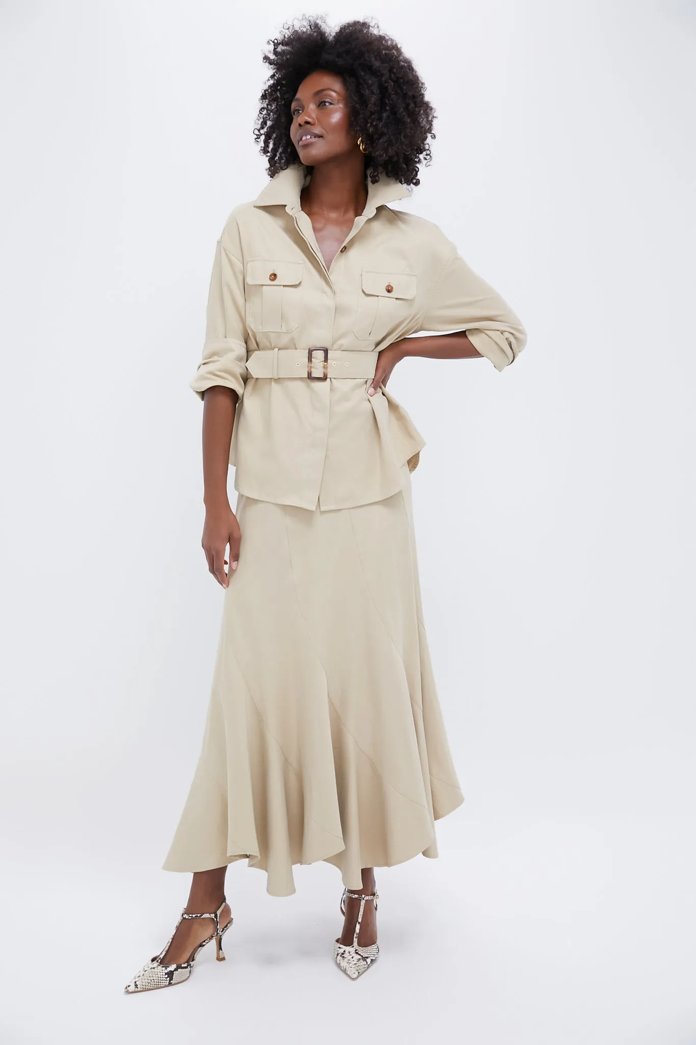 Fawn Drapey Twill Mallory Skirt