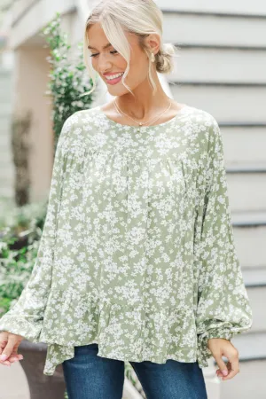 Feeling Blessed Olive Green Ditsy Floral Tunic