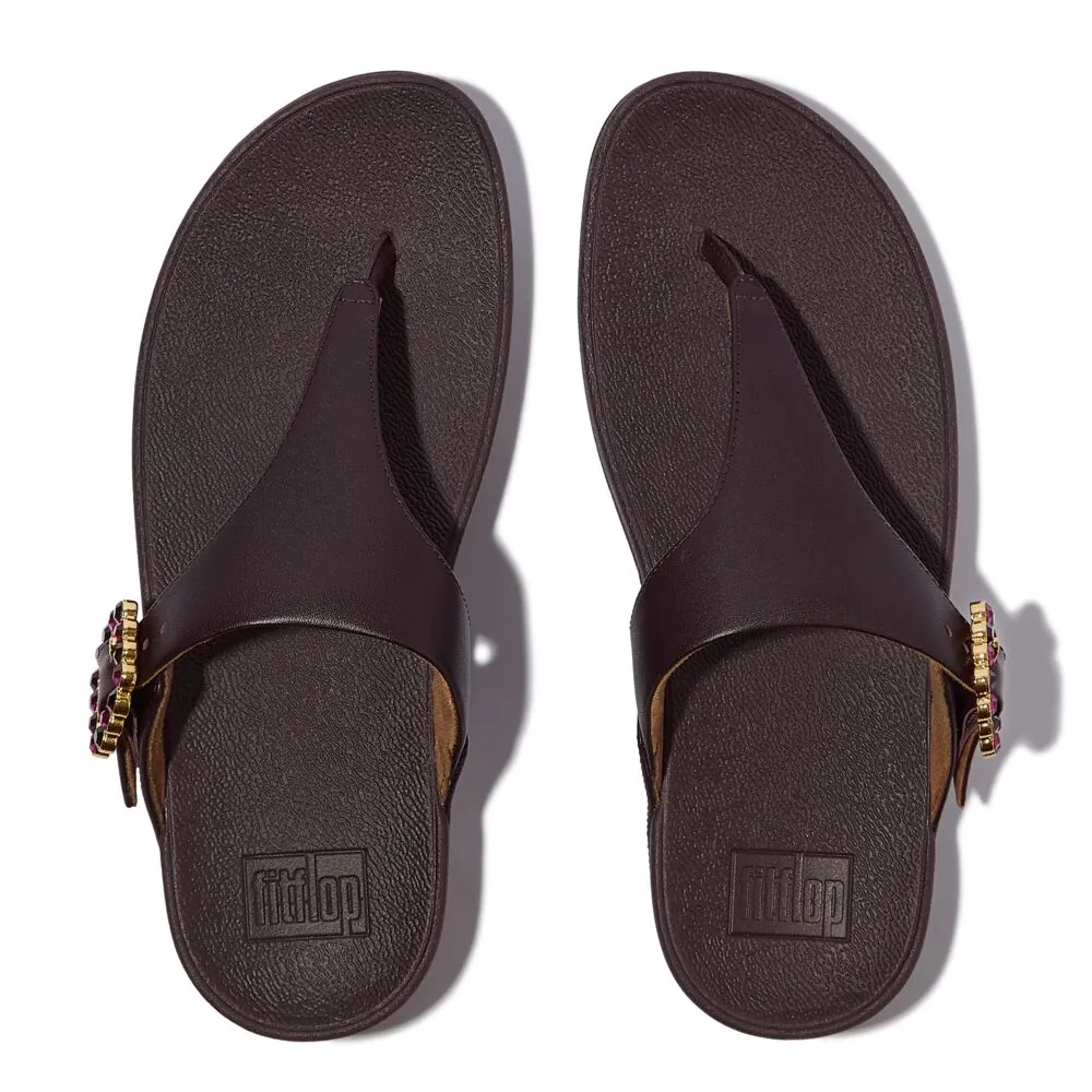 FitFlop Lulu Crystal Buckle Leather Sandals - Plumberry