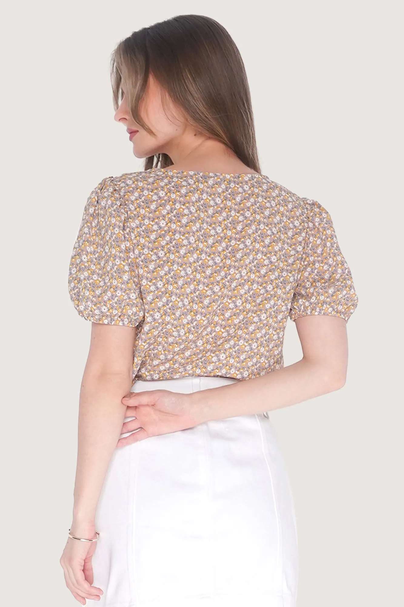 Floral All Over Print Scoop Neck Top