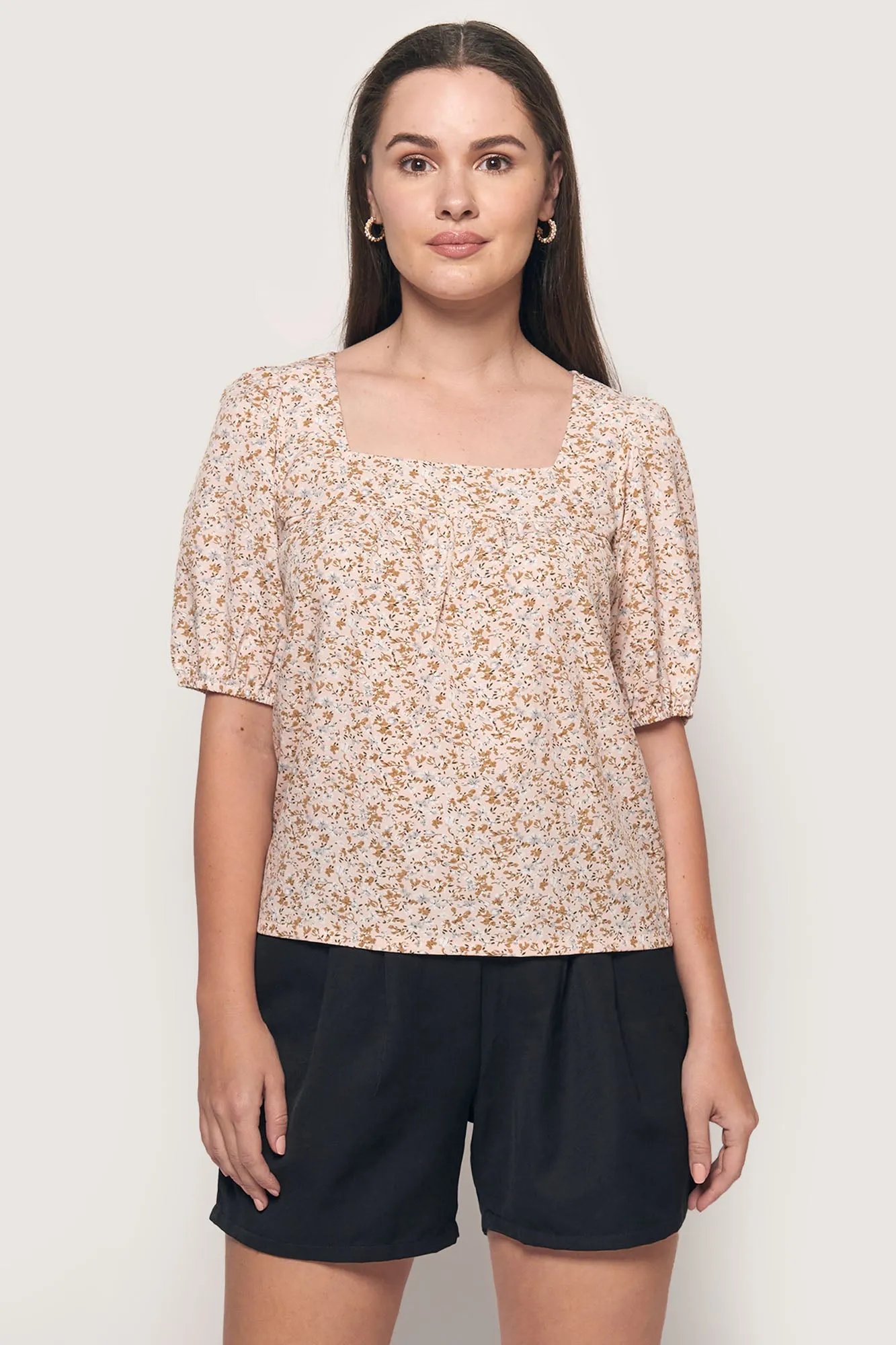 Floral Square Neck Top