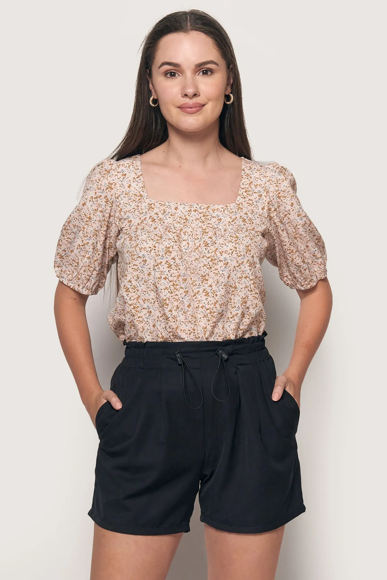 Floral Square Neck Top