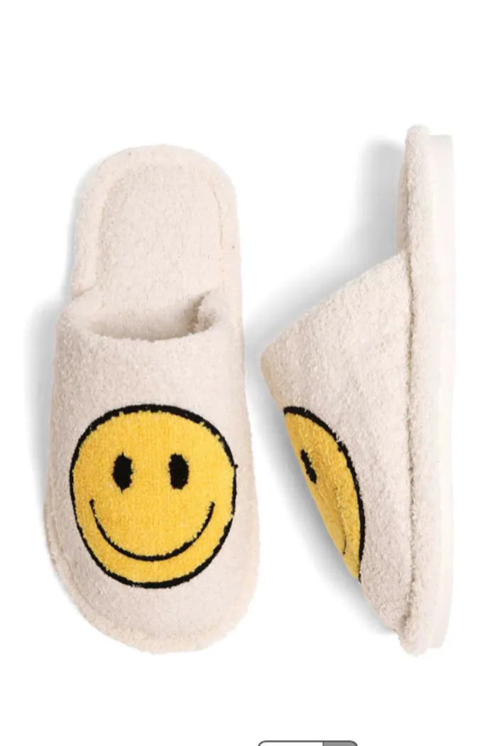 Fuzzy Smiley Slippers