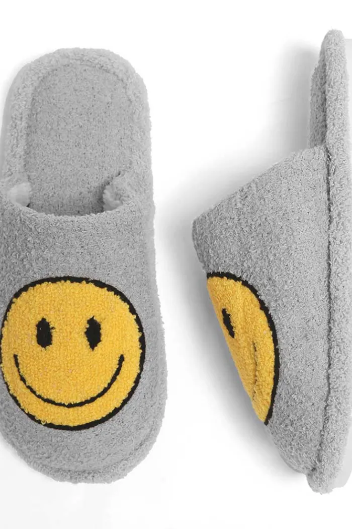 Fuzzy Smiley Slippers