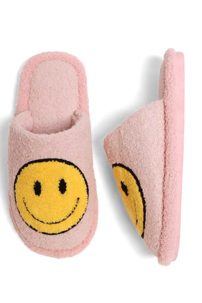 Fuzzy Smiley Slippers