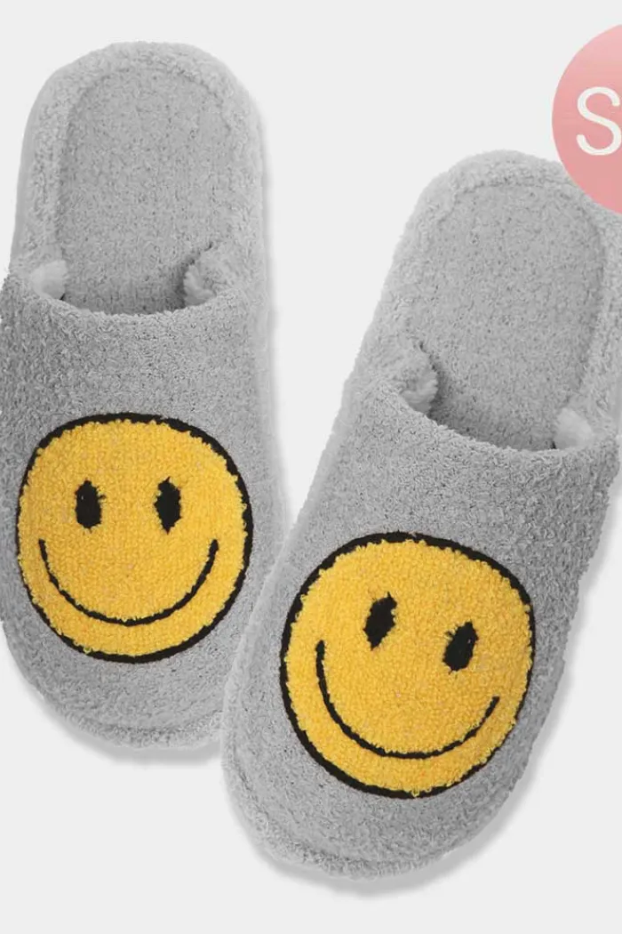 Fuzzy Smiley Slippers