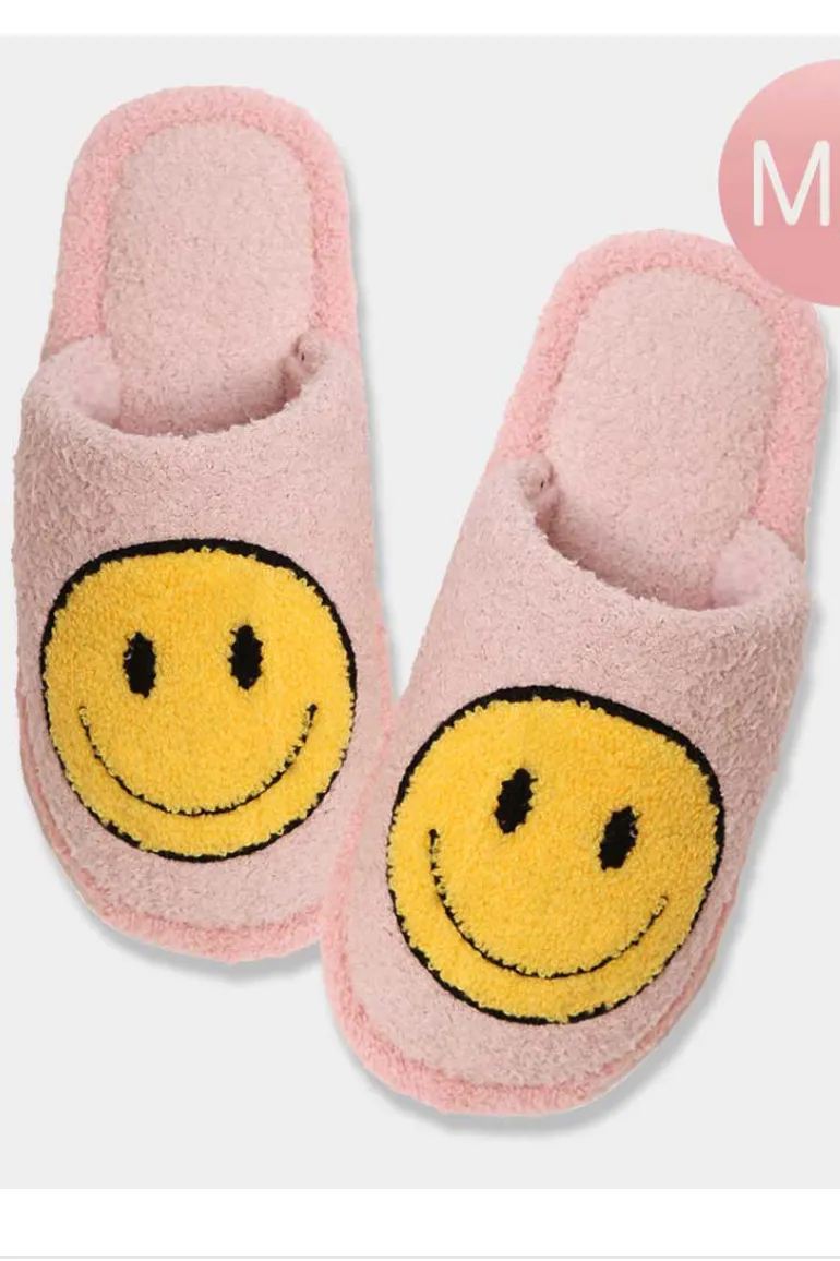 Fuzzy Smiley Slippers