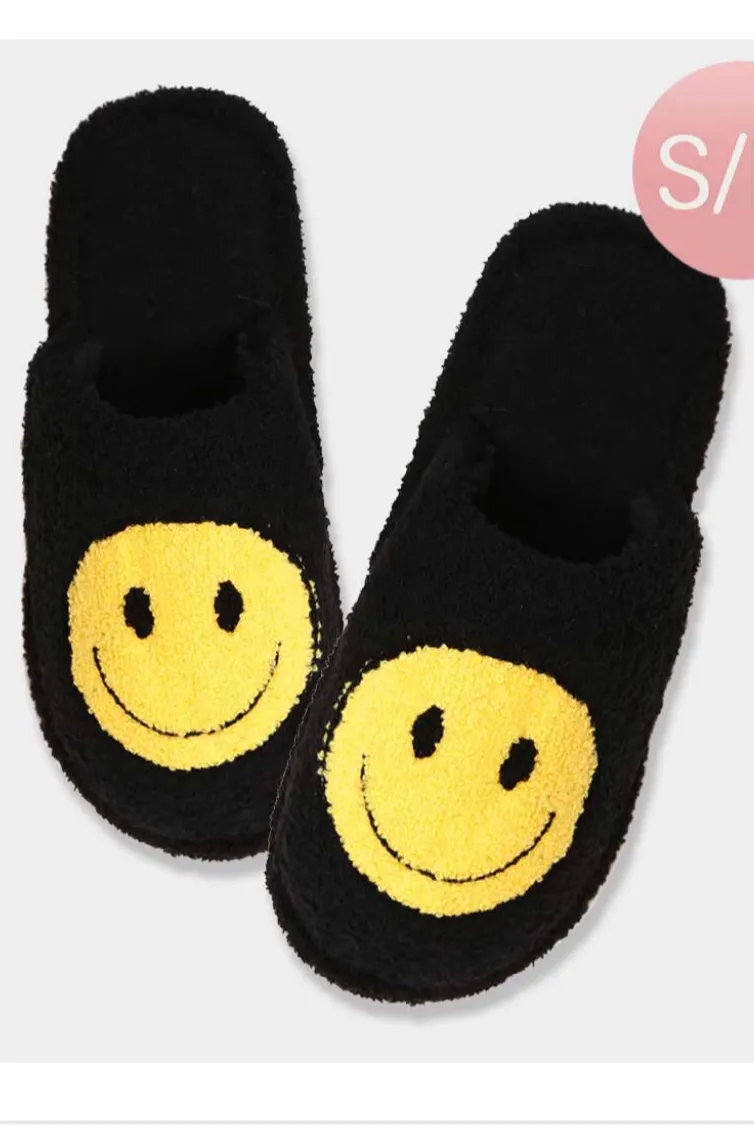 Fuzzy Smiley Slippers