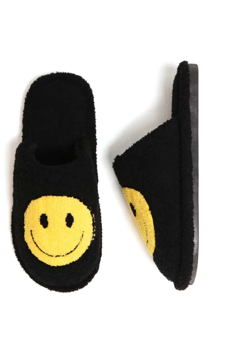 Fuzzy Smiley Slippers