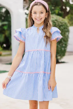 Girls: Come For It Blue Striped Babydoll Dress