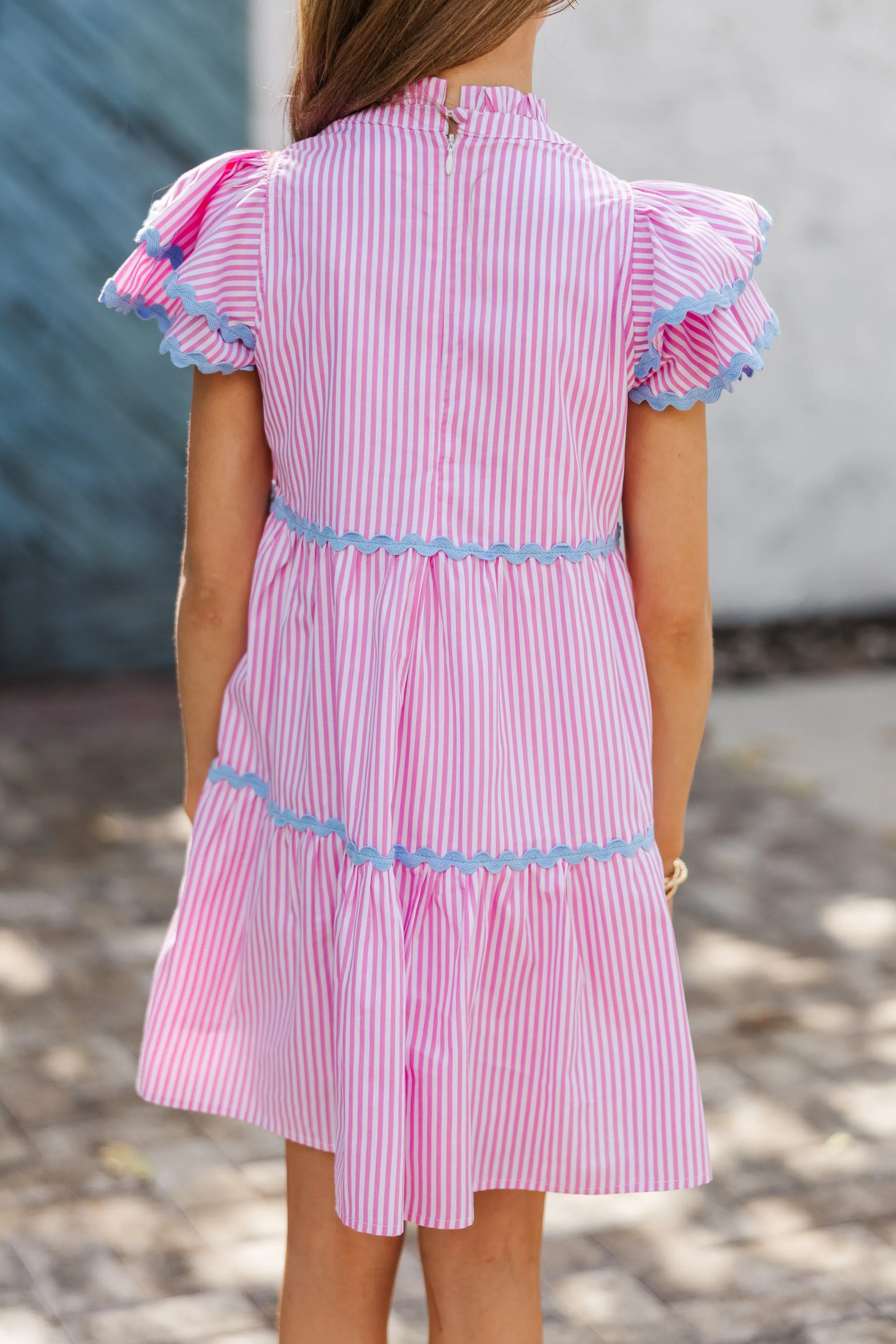Girls: Come For It Pink Striped Babydoll Dress