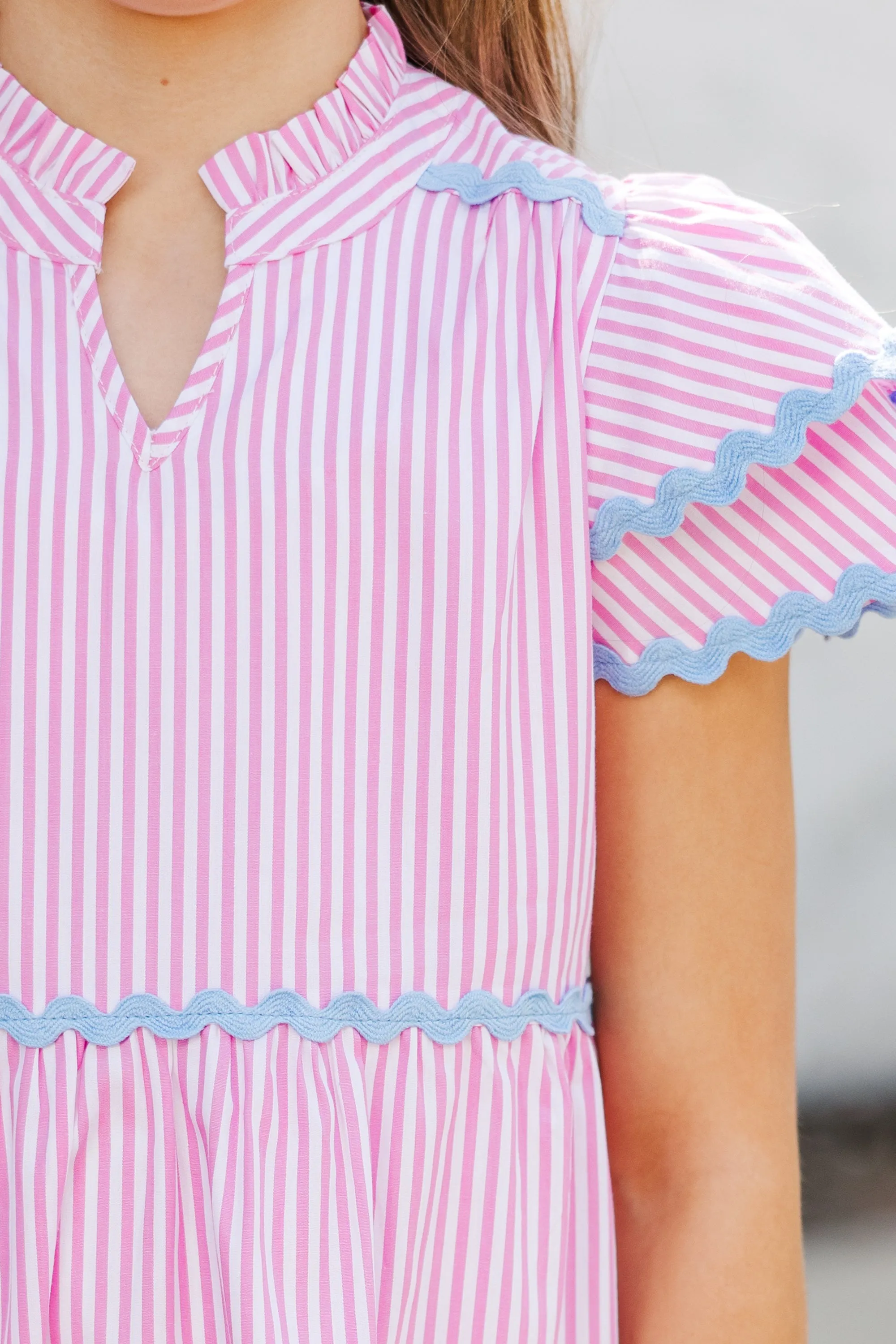 Girls: Come For It Pink Striped Babydoll Dress