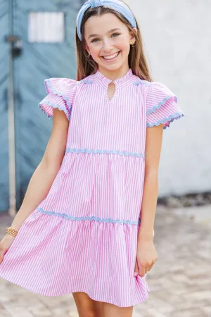 Girls: Come For It Pink Striped Babydoll Dress