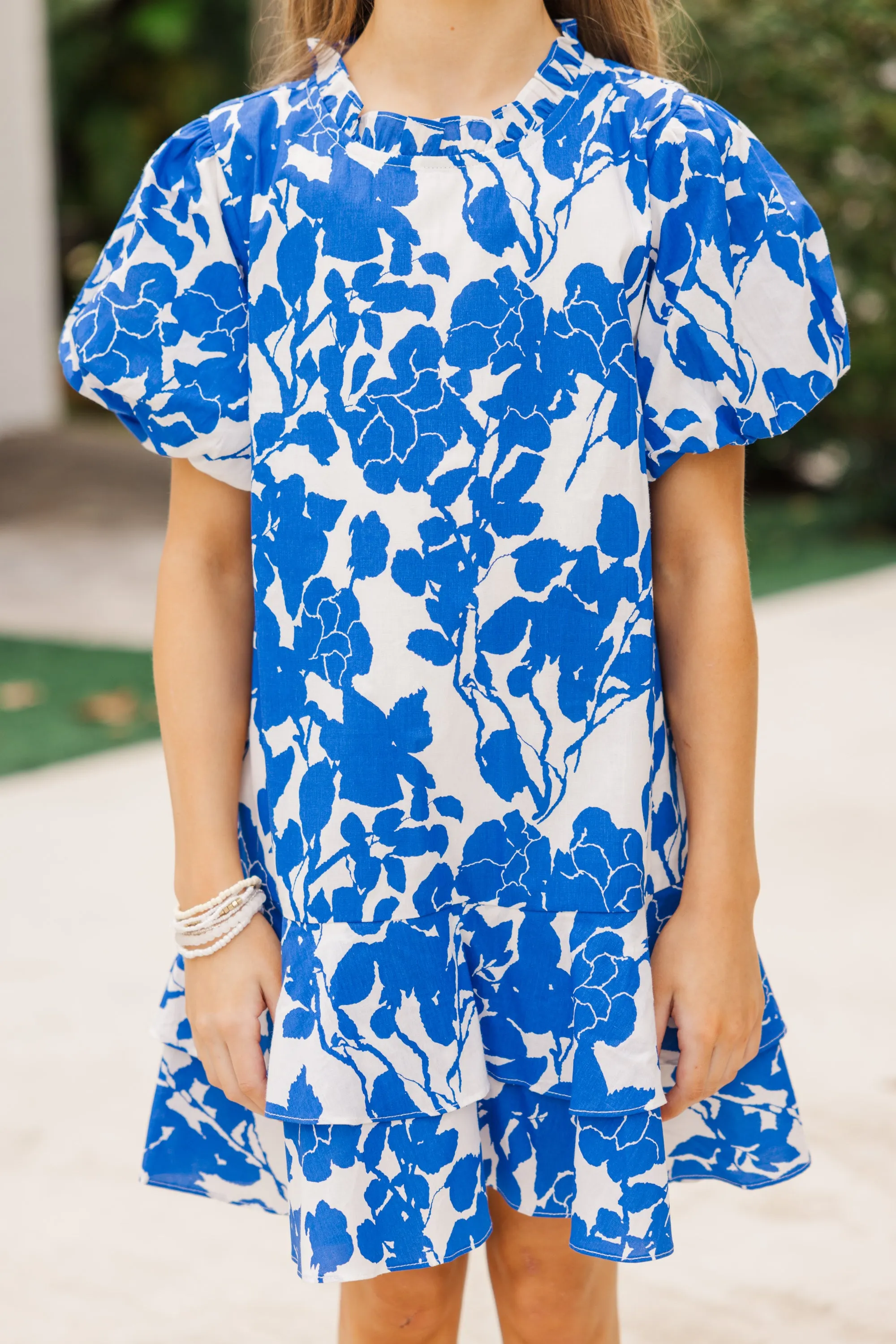 Girls: Get What You Love Blue Floral Dress