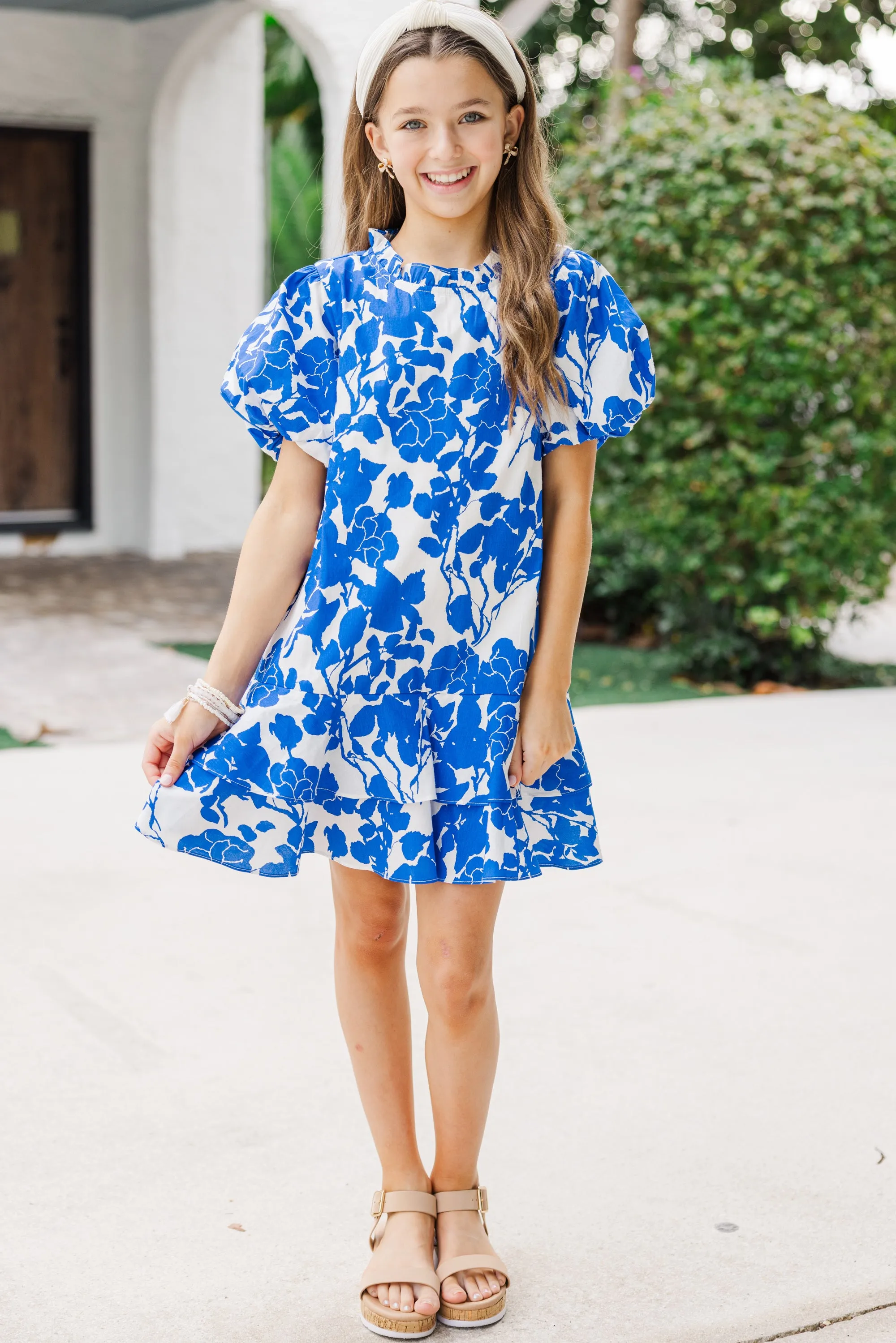 Girls: Get What You Love Blue Floral Dress