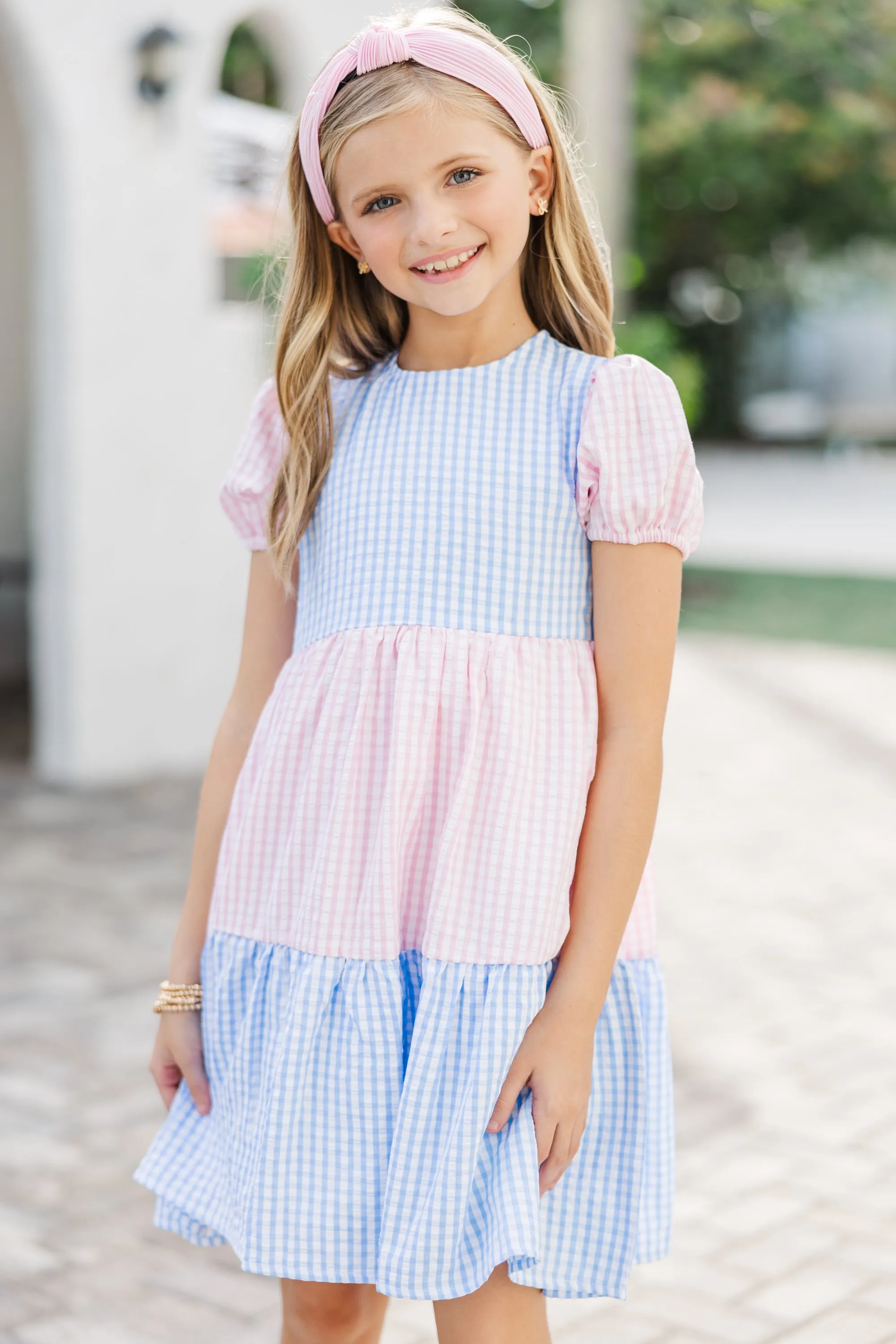 Girls: The Jenni Light Blue Gingham Dress