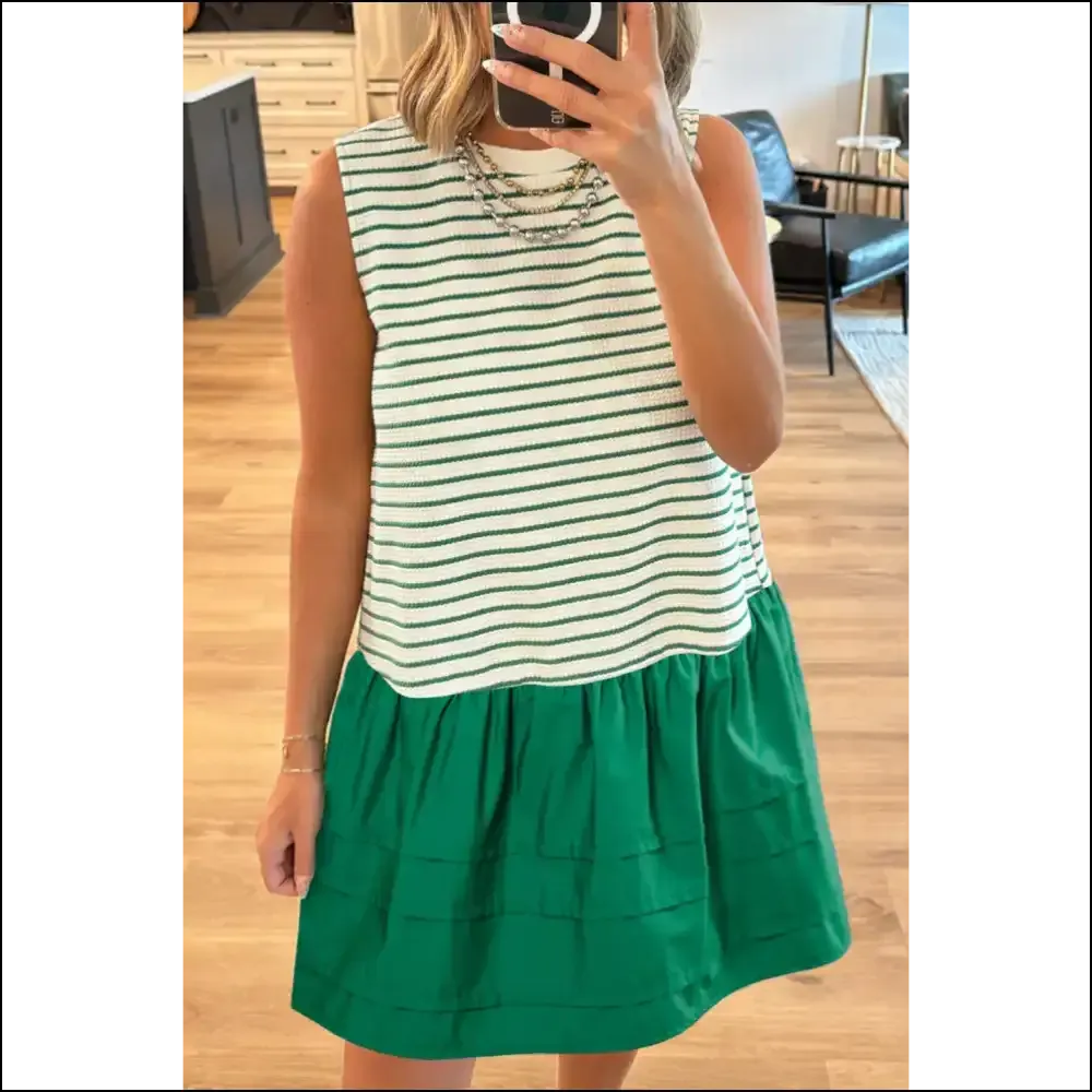 Green Stripe Woven Dress: Less Fabric, More Sass  😈 - Needful Things