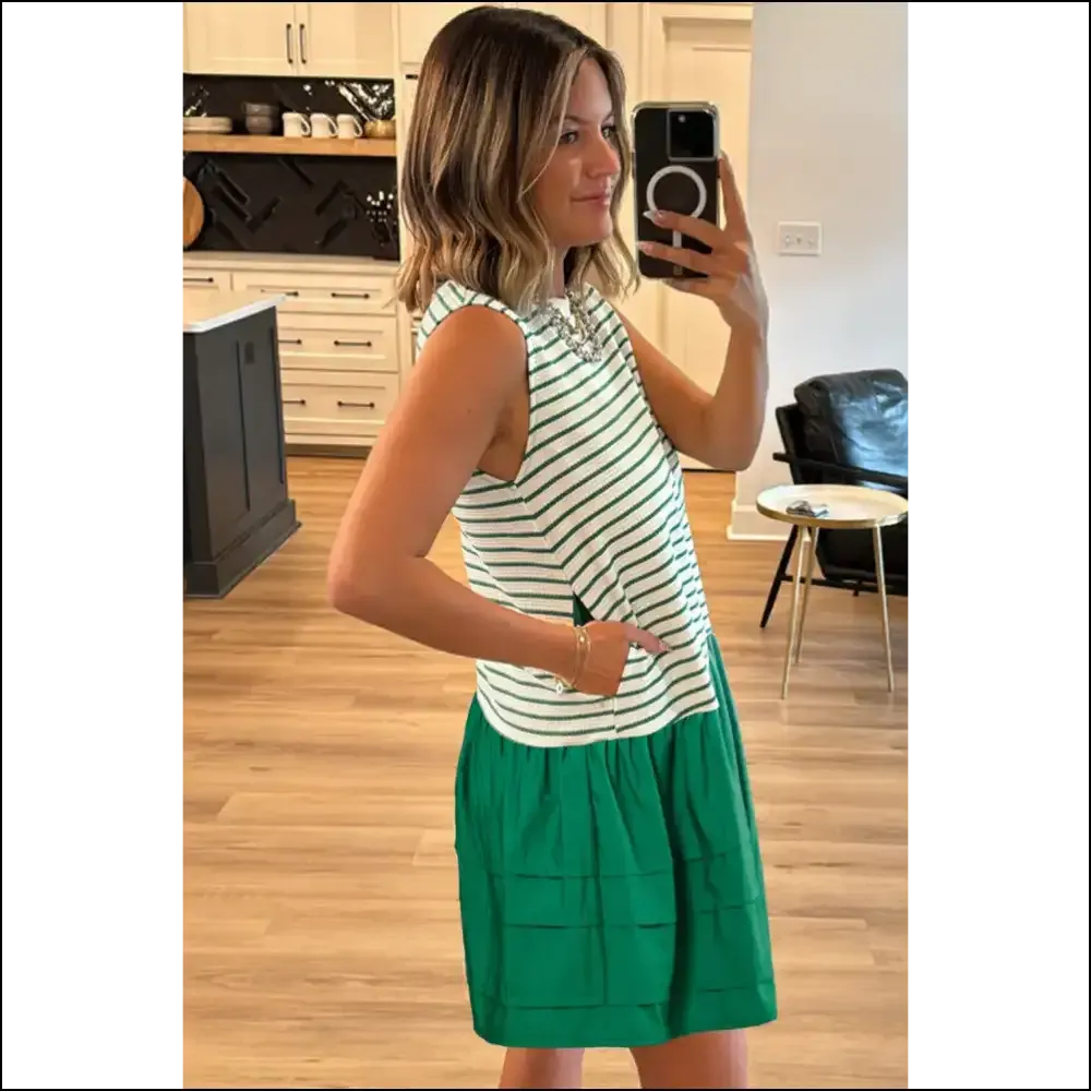 Green Stripe Woven Dress: Less Fabric, More Sass  😈 - Needful Things