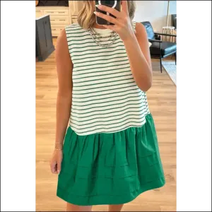 Green Stripe Woven Dress: Less Fabric, More Sass  😈 - Needful Things