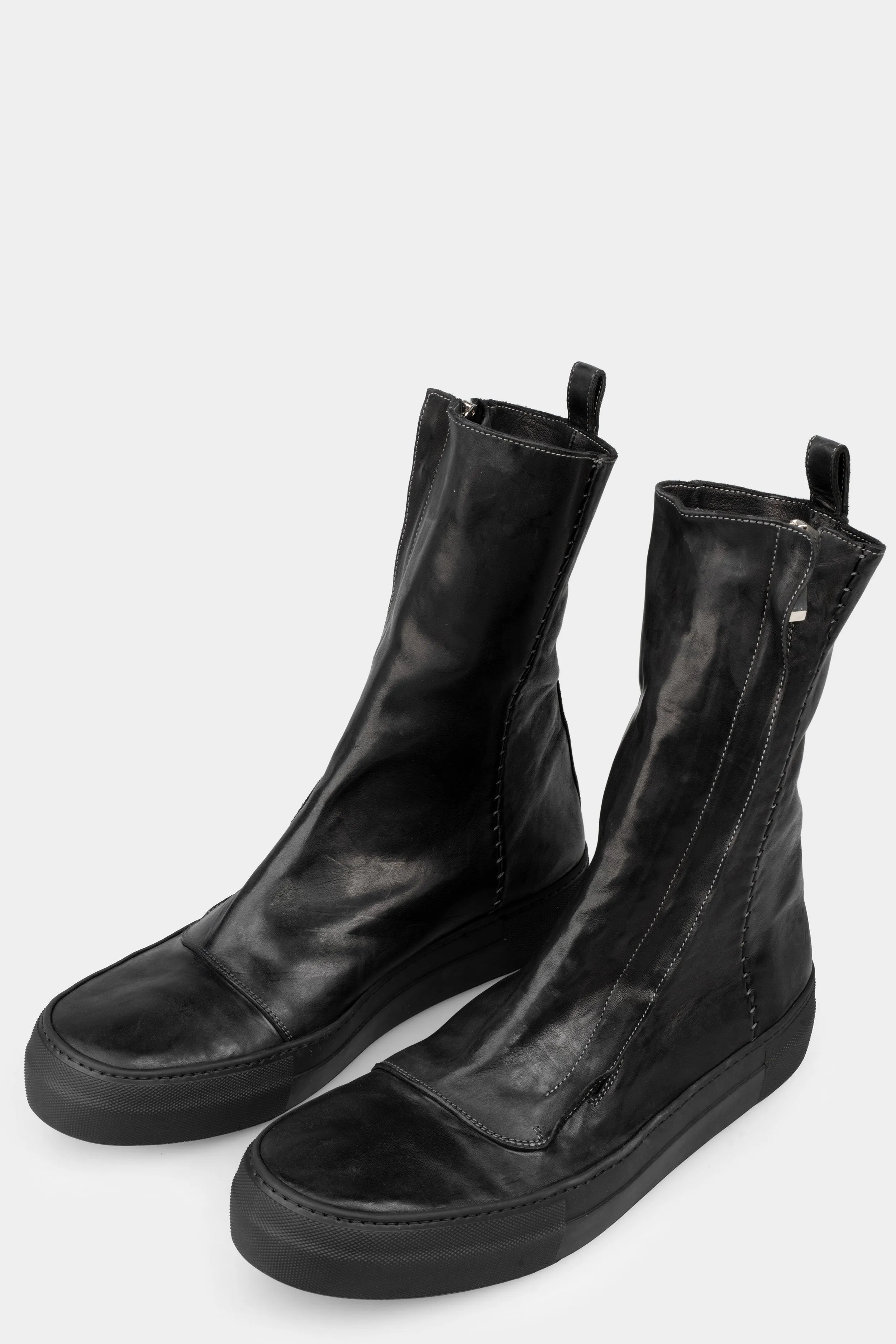 Hidden zip high top leather sneakers