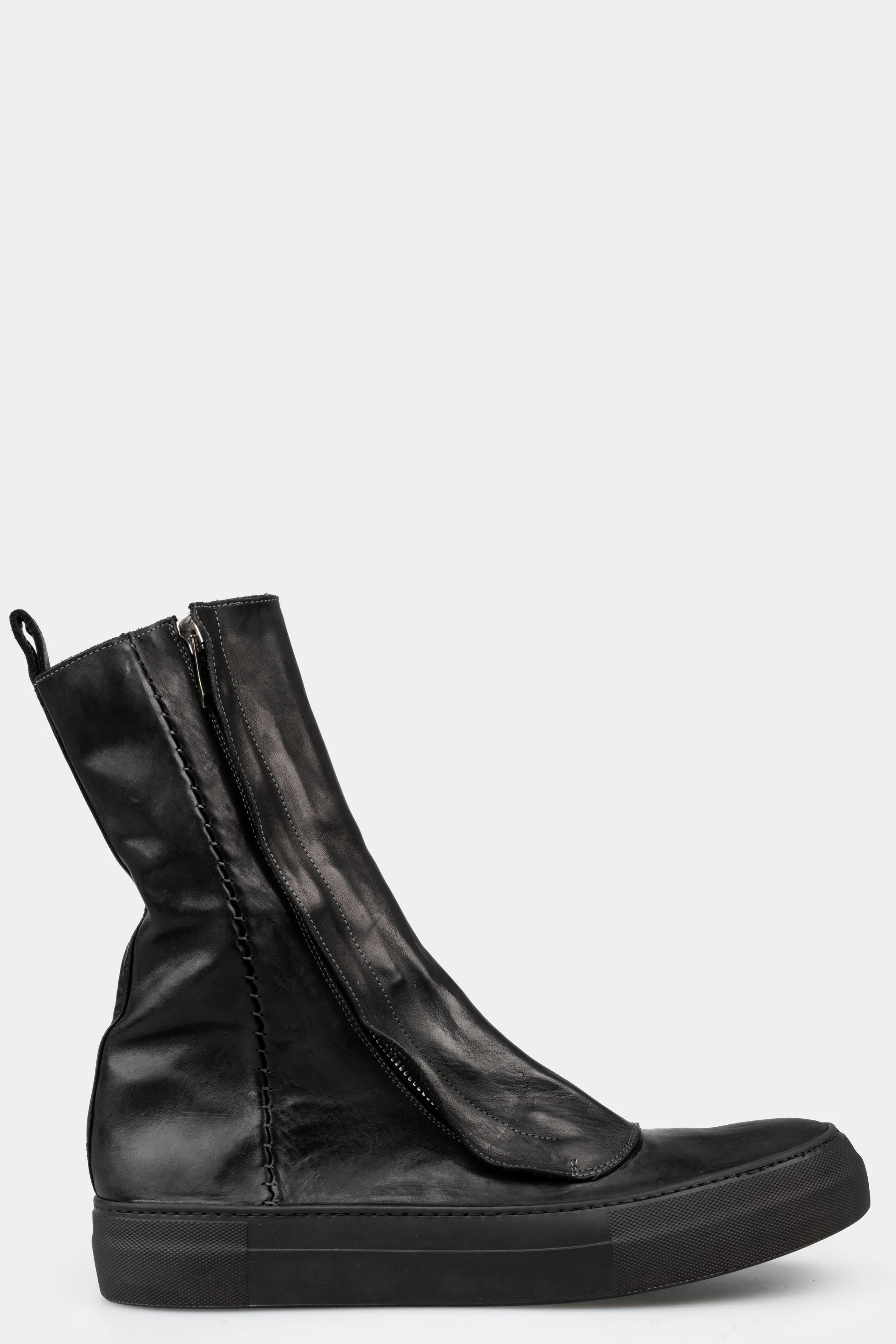 Hidden zip high top leather sneakers