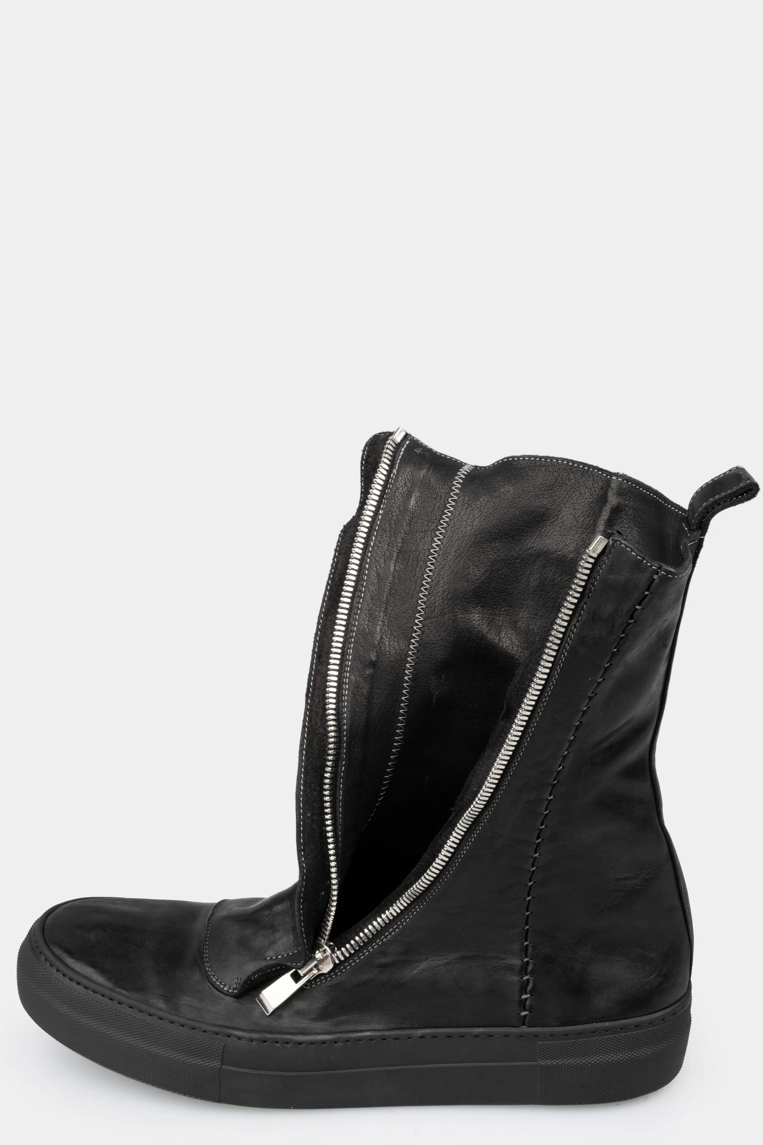 Hidden zip high top leather sneakers