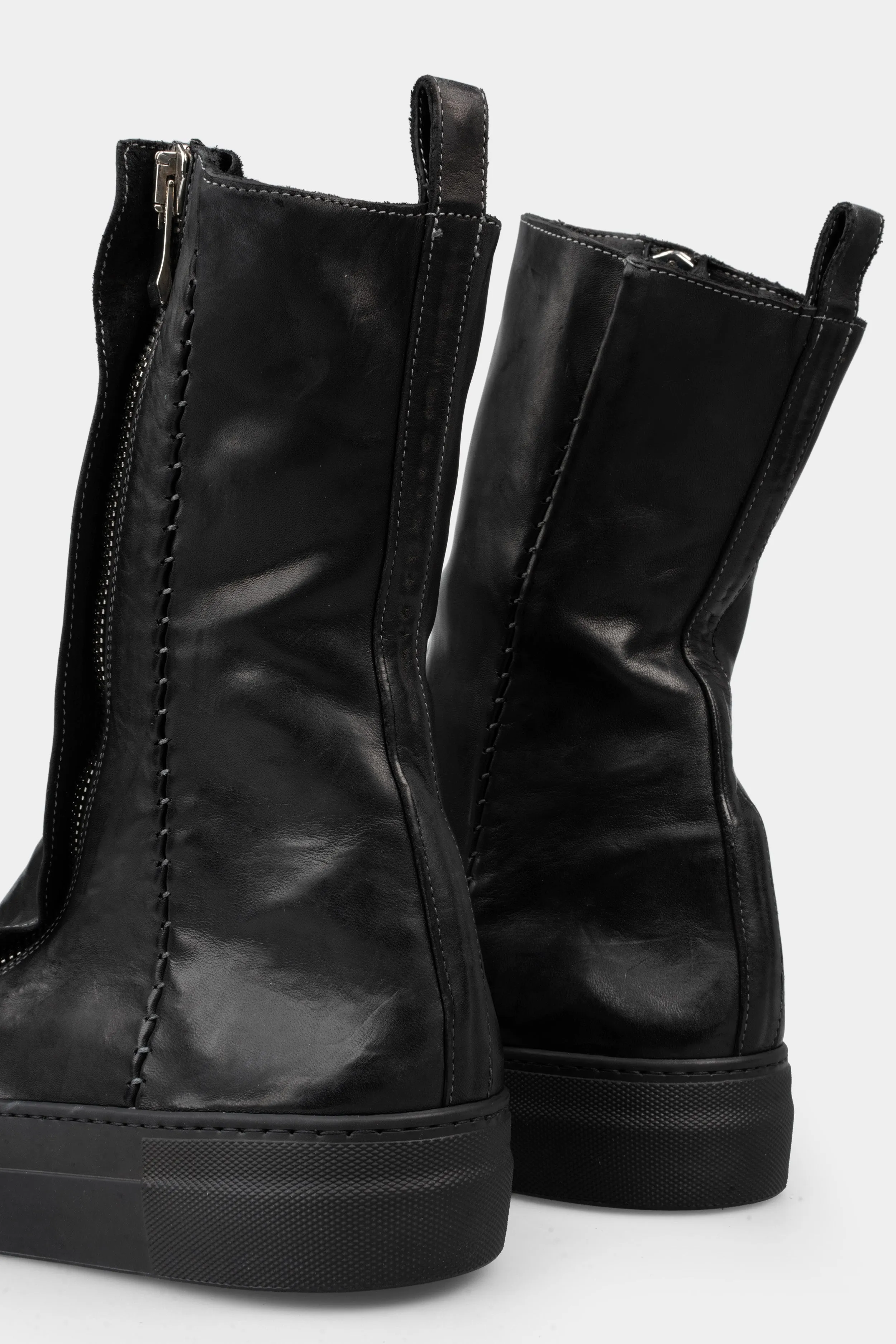 Hidden zip high top leather sneakers
