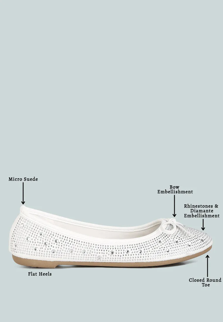 Hosana Rhinestones And Stud Embellished Ballet Flats By Ruw