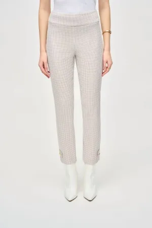 Houndstooth Jacquard Slim Fit Pants In Beige/off White