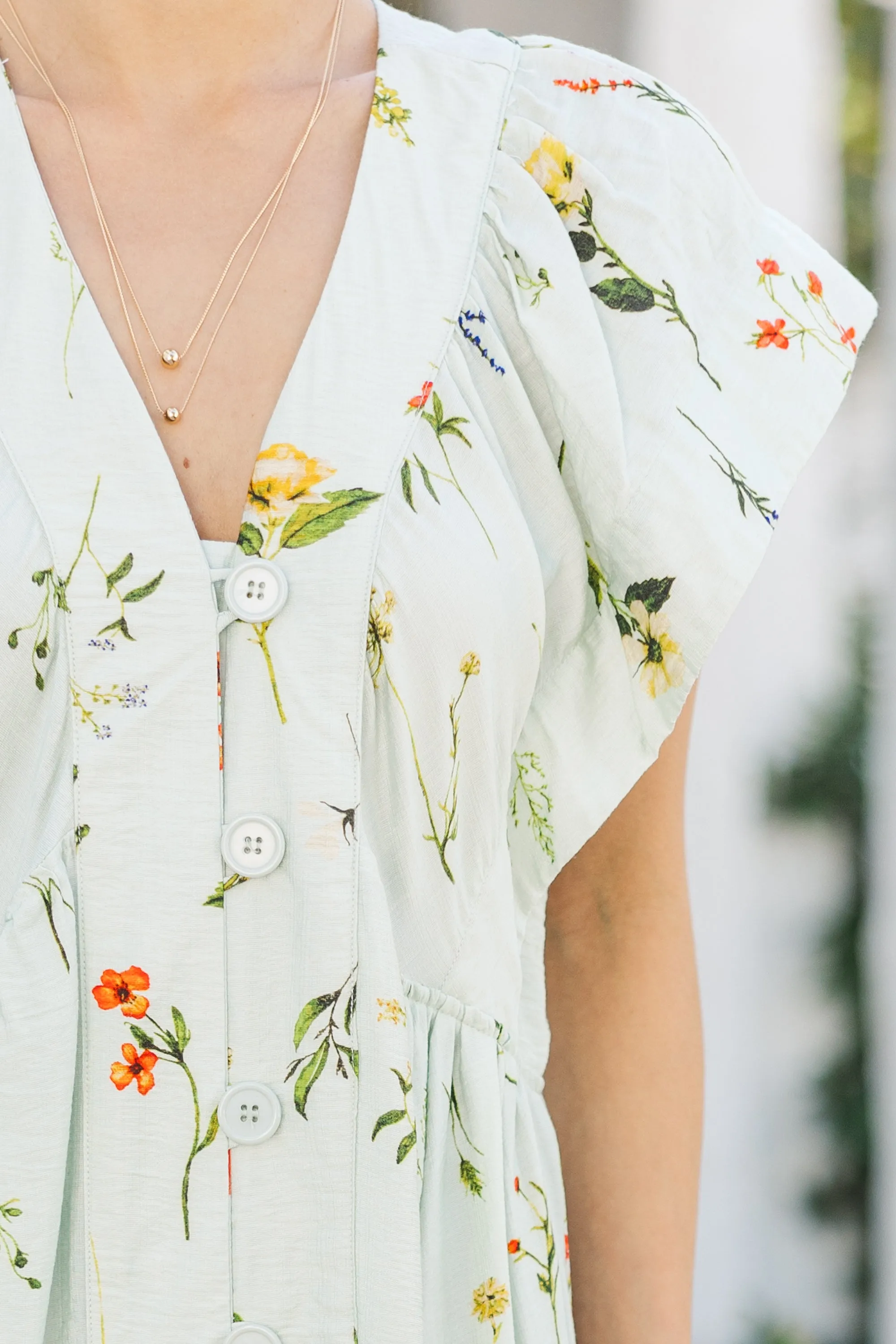 Keep Your Dreams Mint Floral Midi Dress
