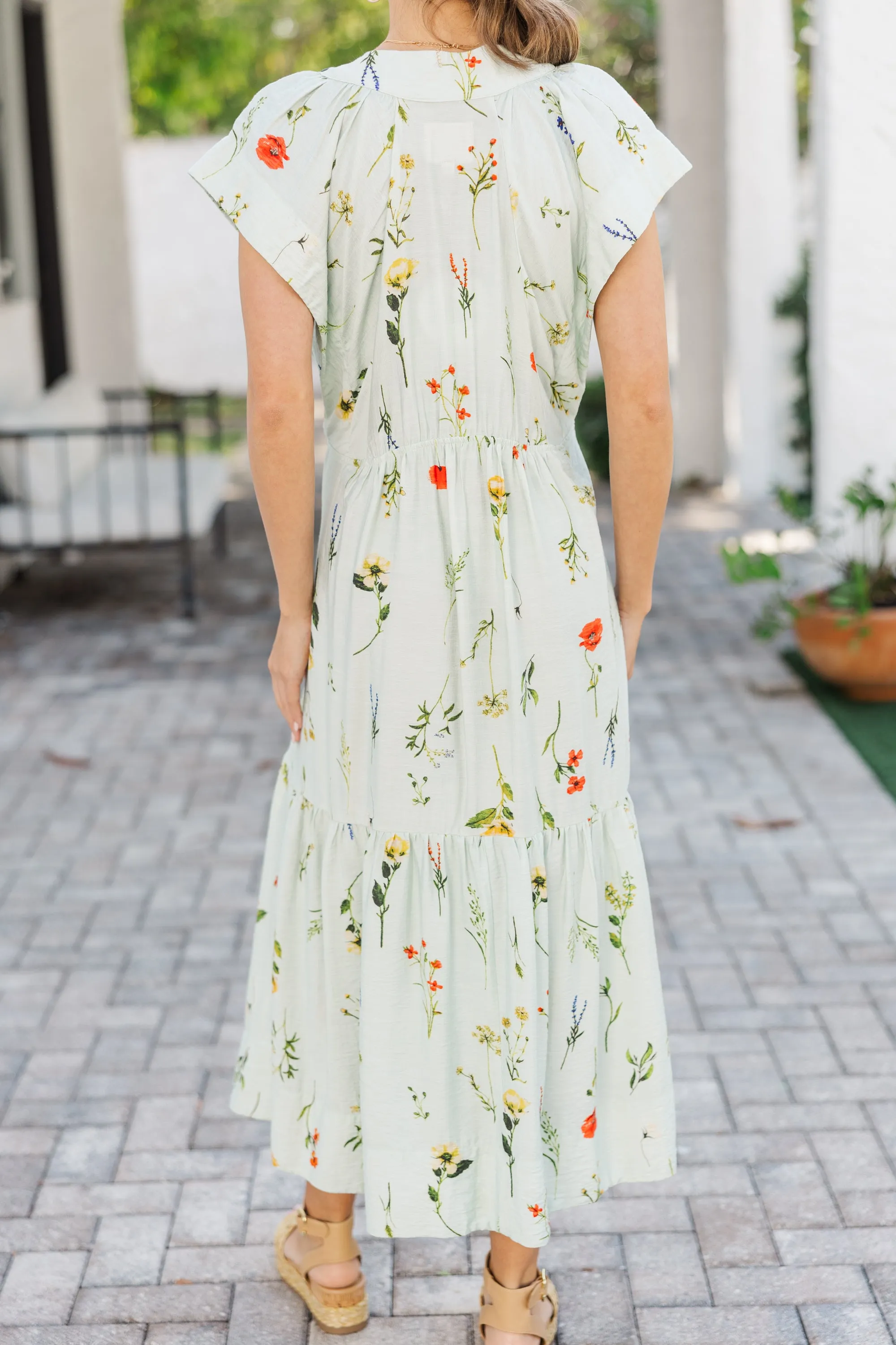 Keep Your Dreams Mint Floral Midi Dress