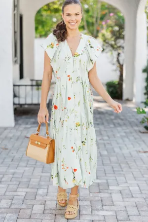Keep Your Dreams Mint Floral Midi Dress
