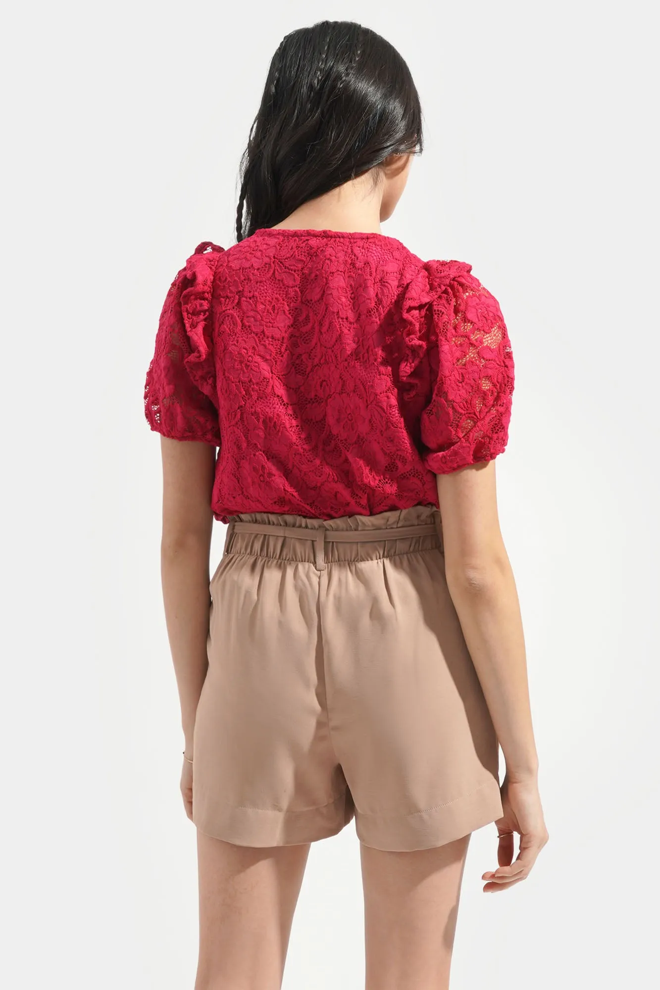 Lace Ruffle Sleeve Top