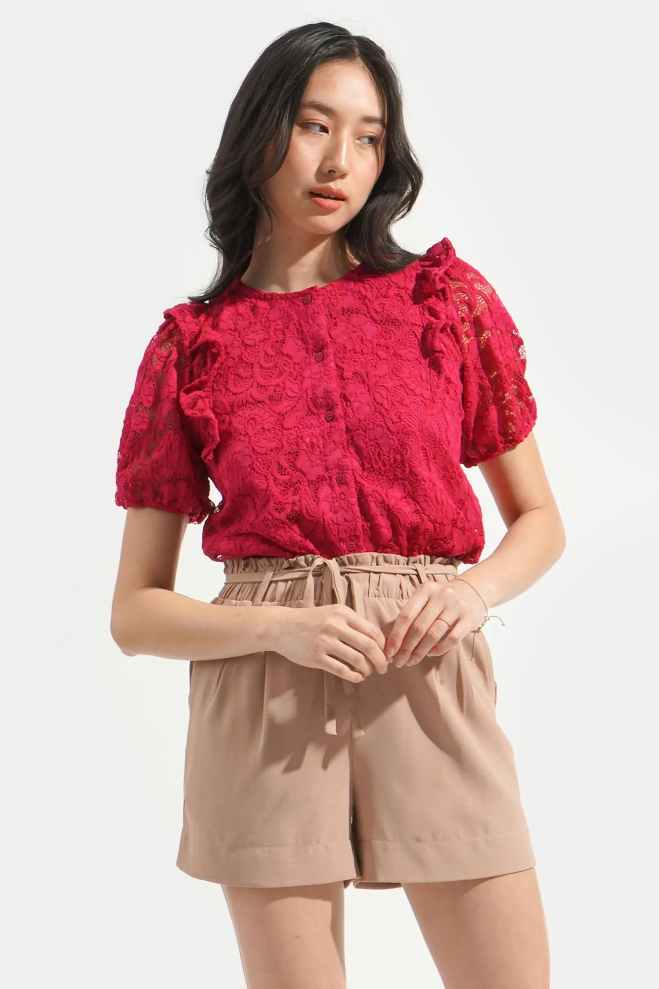 Lace Ruffle Sleeve Top