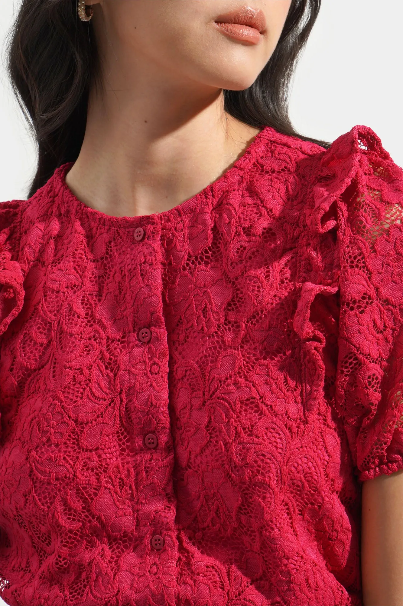 Lace Ruffle Sleeve Top