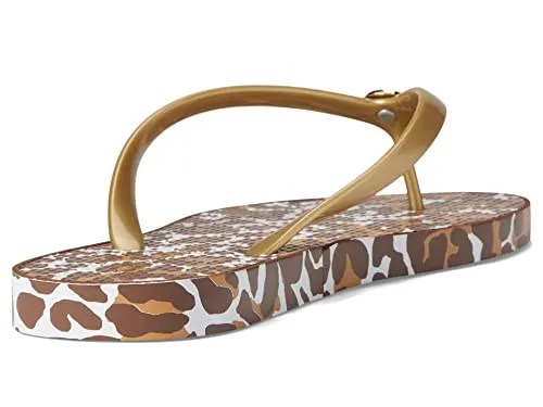 Lilly Pulitzer Pool Flip-Flop for Women - Slim Jelly Upper with Printed Foam Footbed, and Lightweight Flip Flops Chocolate My Favorite Spot Shoe 7-8 M