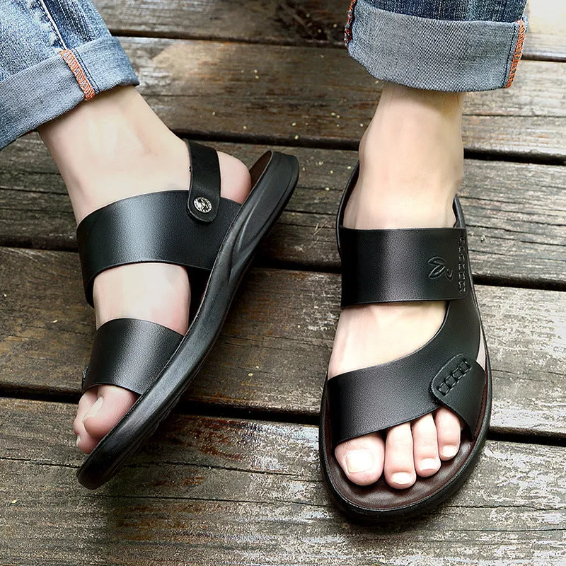Men’s Handmade Summer Sandals | PU Casual Slippers