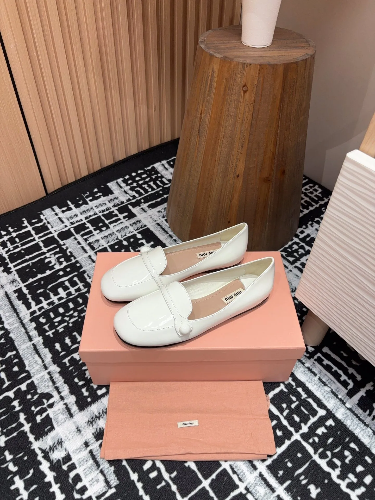 Miu Flat Shoes White Cowhide