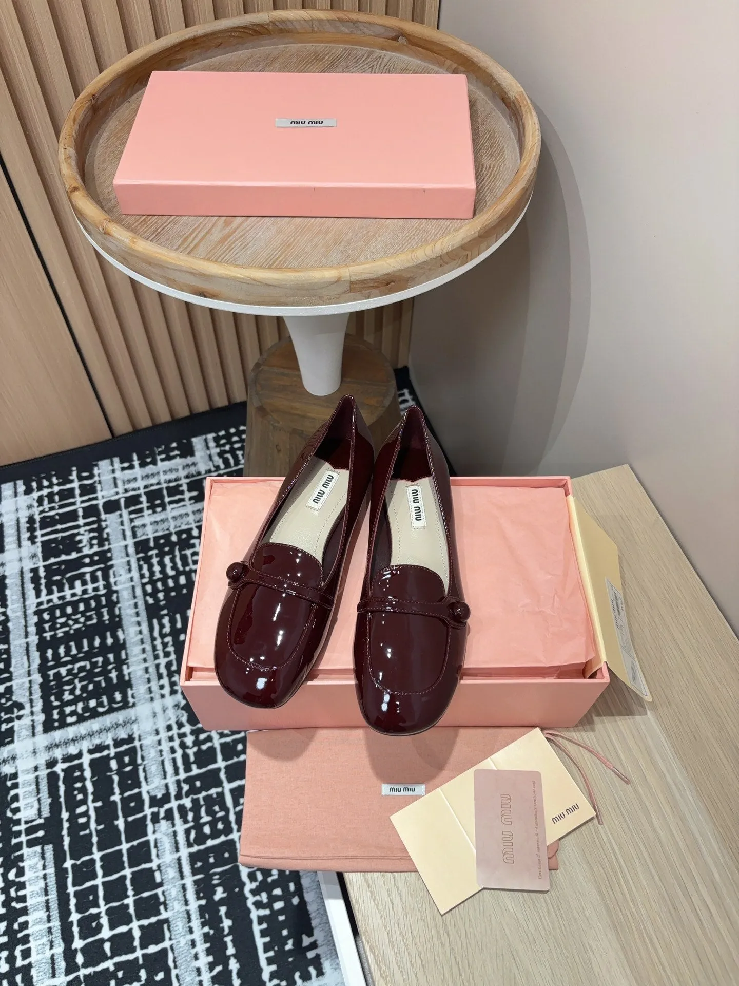 Miu Loafers Dark Red Cowhide